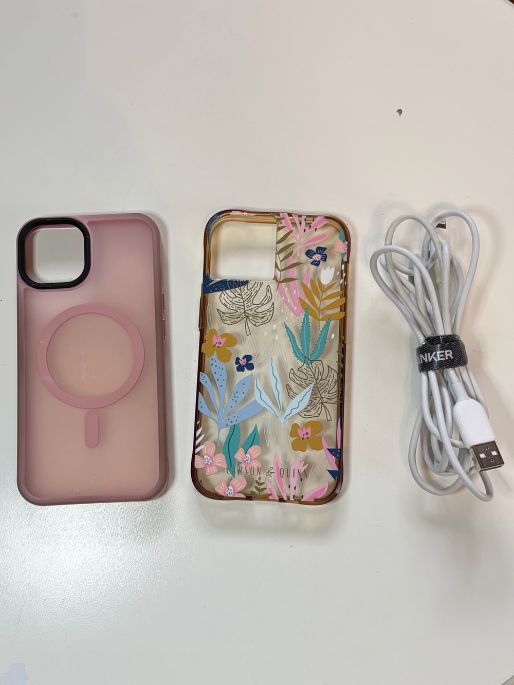 iPhone 13 Cases (2) & Lightning Charger Cord